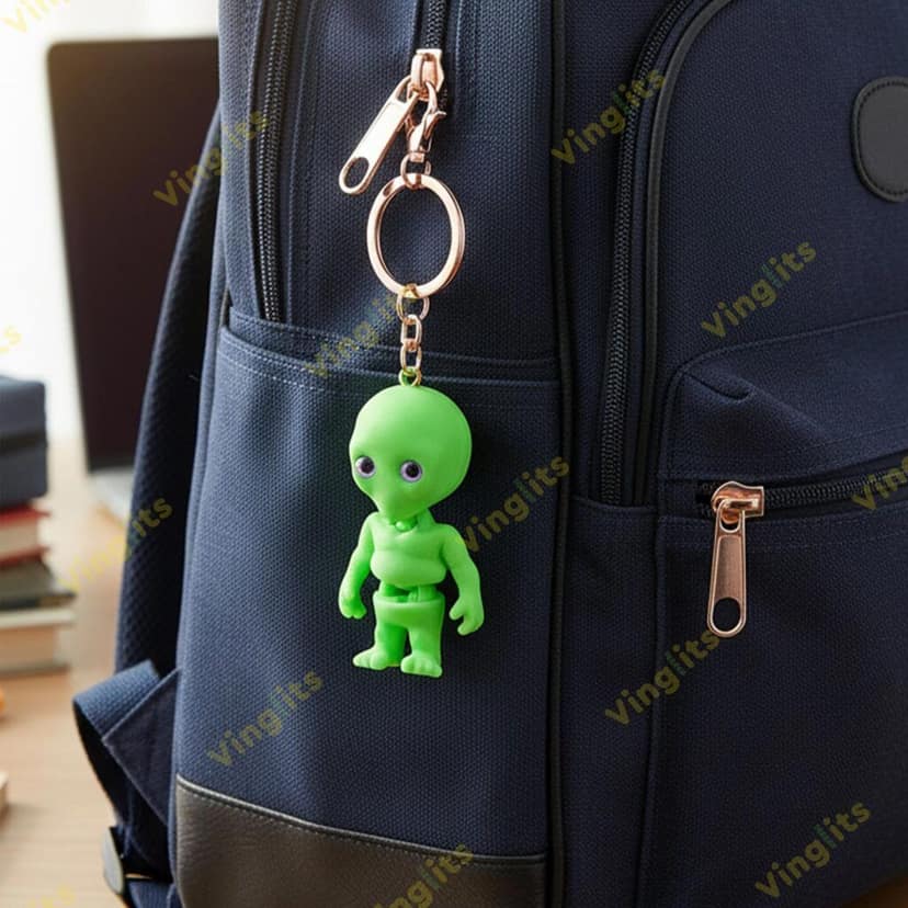 Vinglits Fantasy Shelf 3D Printed Keychains – Articulated Animal Toys, Pocket-Friendly Keyrings, Stress Relief Desk Toys for Kids & Adults, Collectible Accessories (Alien - Orbito, Medium) view 2