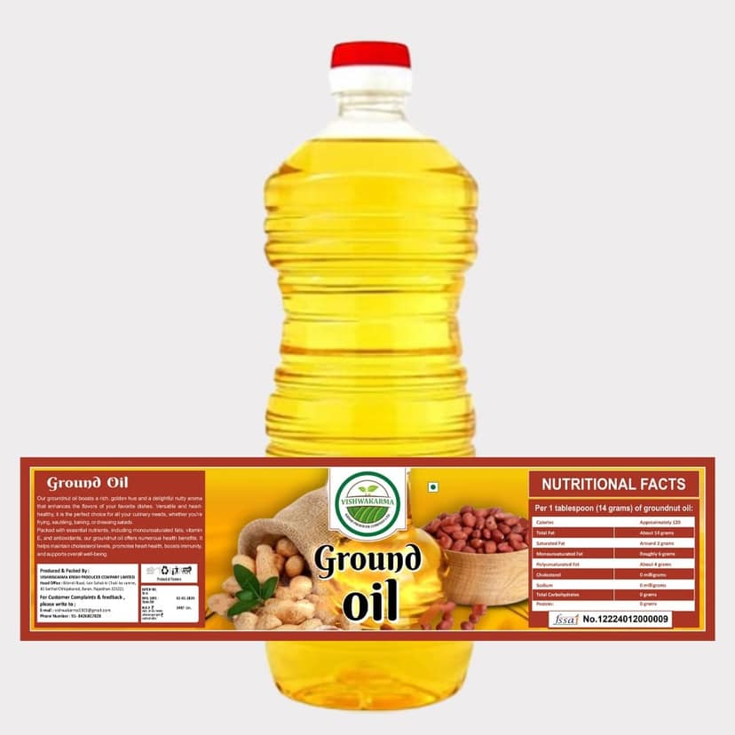 Pure Groundnut Oil 3 ltr - Pack of (3 × 1 Ltr) by Vishwakarma – Healthy Cooking, Made by Farmers view 2