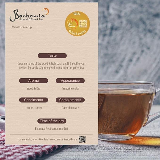 Bonhomia Tulsi - Herbal & Pristine Tea Nespresso Compatible Pods Basil, 10 Tea Capsules view 3