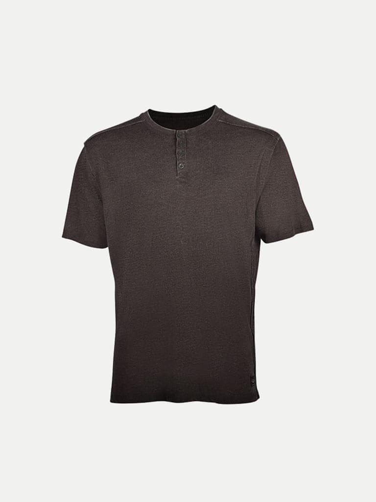 Mens Black Washed Henley Tee