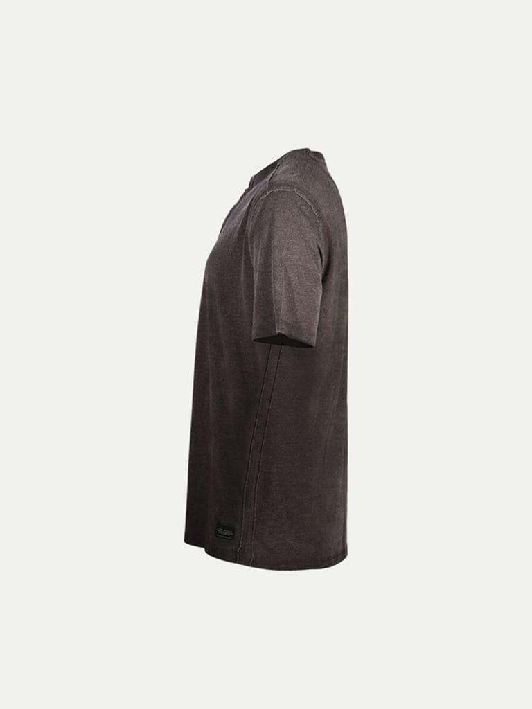 Mens Black Washed Henley Tee view 3