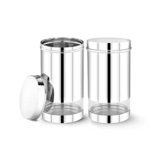 MAXIMA Sunshine Stainless Steel Canister - 900ml Set of 2 | Elegant Circular Design for Tea, Coffee | Airtight Kitchen Storage Container