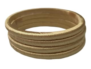 Set of 4 Golden Silk Thread Bangles for Women -