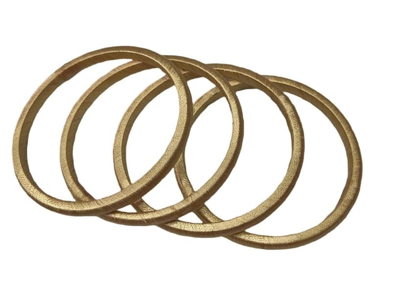 Set of 4 Golden Silk Thread Bangles for Women - view 2
