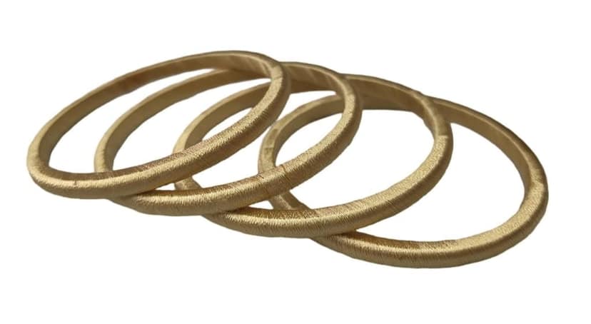 Set of 4 Golden Silk Thread Bangles for Women - view 3