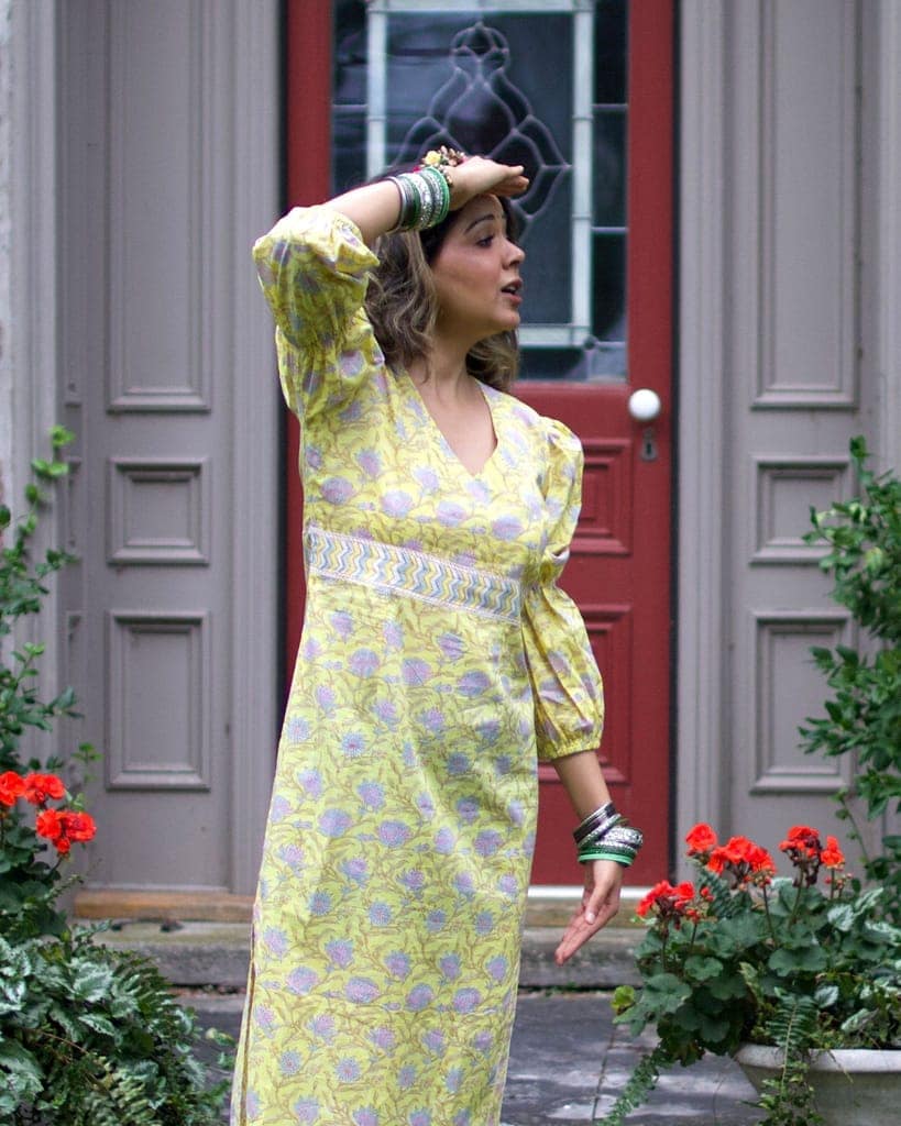 Sun-kissed Yellow Organic Cotton dress by Aagaaz Jaipur view 3