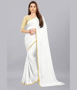 Rhey Chiffon Printed Saree With Unstitched Blouse Piece ( Green )
