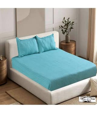 Valtellina Cotton Double Bedsheet ( Navy Blue )