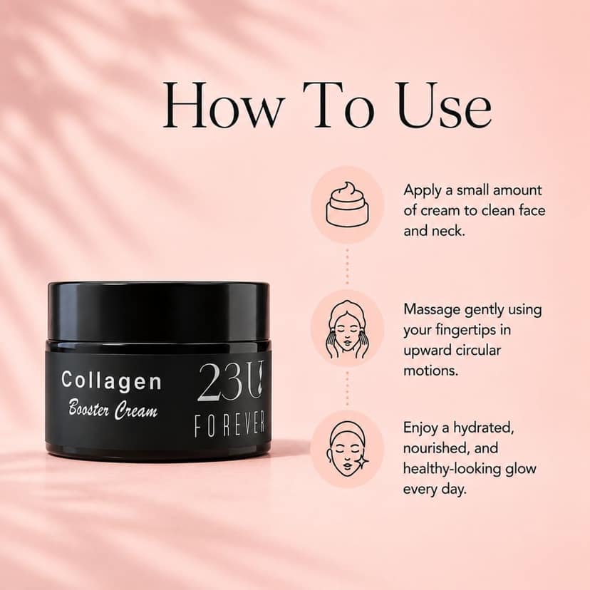 23U FOREVER Collagen Booster Face Cream | Enriched with Vitamins A, B, C & E of Natural Origin | Hydration & Skin Firming Moisturizer for Plump, Youthful-Looking Skin | Lightweight Daily Cream | For Sensitive & All Skin Types | 50 g view 3