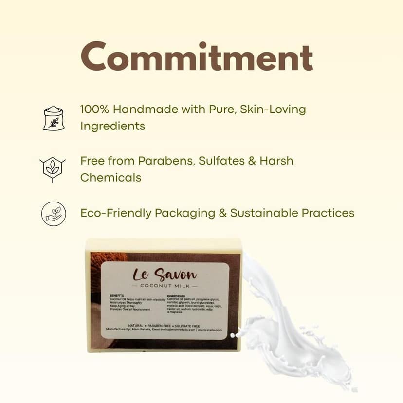 Le Savon Coconut Milk - 100% Natural, Paraben Free, Sulphate Free view 3