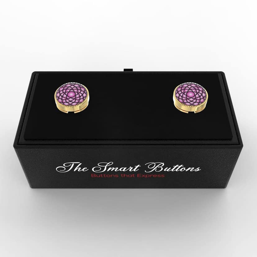 The Smart Buttons - Shirt Button Cover Cufflinks for Men - Crown Chakra Design Pattern view 9