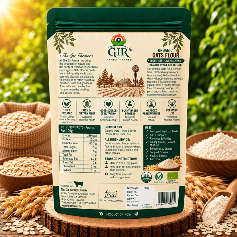 Organic Oats Flour | High Fiber Avena Sativa Healthy Whole Grain Flour view 2