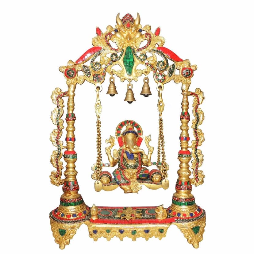Brass Showpiece Stone Ganesh Ji God Idol Statue (BSMAS1373 D) view 2