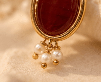 Handcrafted Brass Work Gemstone Earrings for Women view 3