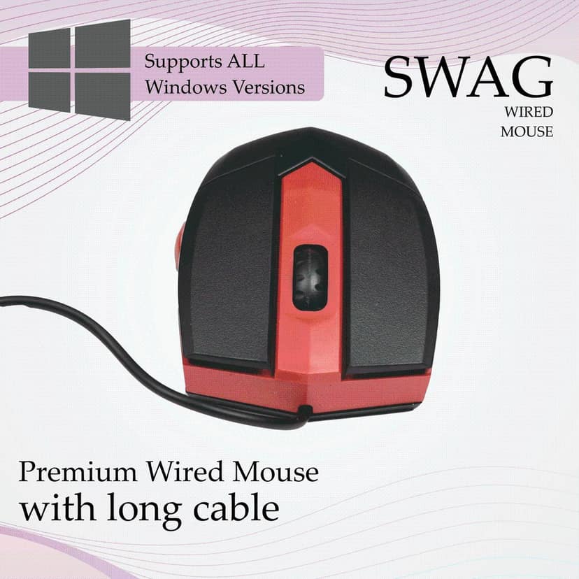 Zebion SWAG Wired Mouse USB 3.0 - Black & Red view 2