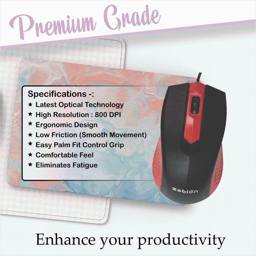 Zebion SWAG Wired Mouse USB 3.0 - Black & Red view 4
