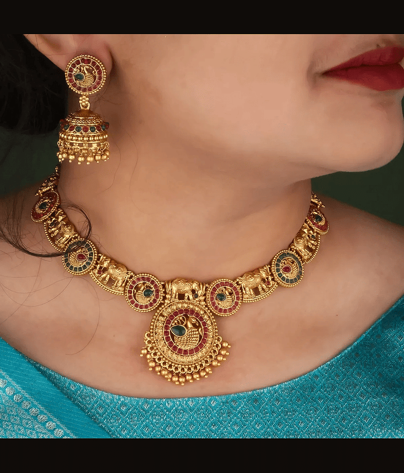ROFARWORD Gold Brass Necklace Set ( Pack of 1 ) view 2