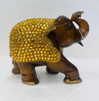 Wood Elephant With Golden