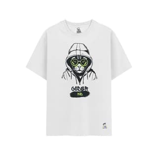 KUCHU Kids’ Unisex T-Shirt “Coder Cat” Digital Print | Soft Cotton-Modal Blend, Breathable, Comfortable & Stylish Casual Wear for Boys & Girls