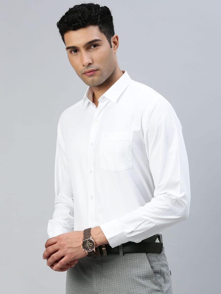 Mens Cotton White Full Sleeves Shirt Wewin New view 3