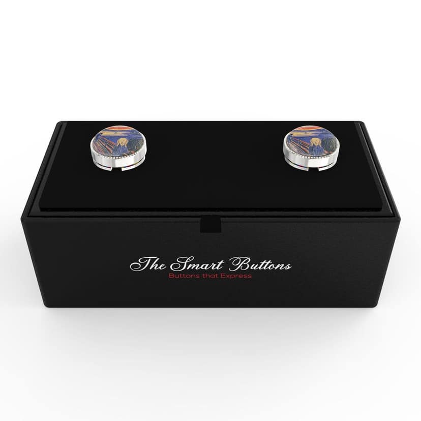 The Smart Buttons - Shirt Button Cover Cufflinks for Men - The Scream Inspired by Edvard Munch view 3