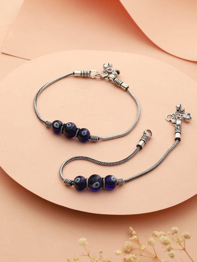 Set Of 2 Evil Eye German Silver anklet Anklet view 2