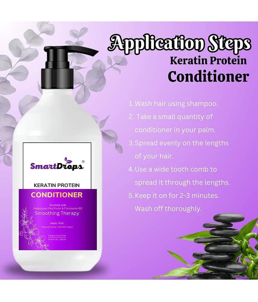 Keratin Smooth Conditioner And Shampoo For Soft & Silky Hair, Instant Anti Frizz Damage Repair view 2