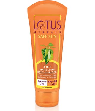 Lotus Herbals Safesun 3In1 Matte Look Daily Sunscreen, Spf 40 Pa+++, Matte Finish, 100G