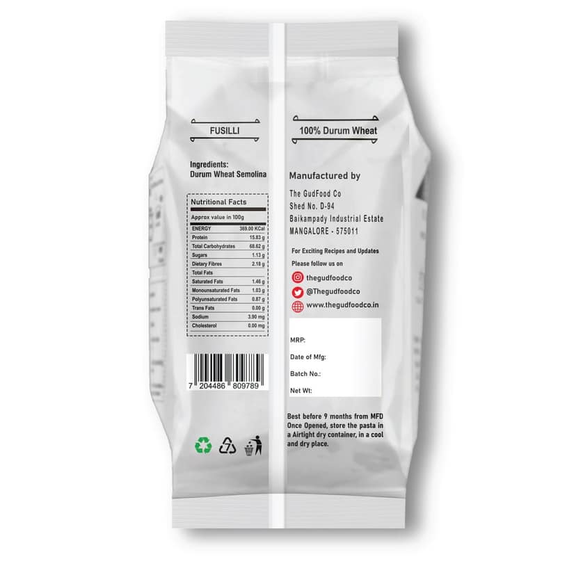 The GudFood Co VUGVUGI Durum Wheat Fusilli Pasta view 2