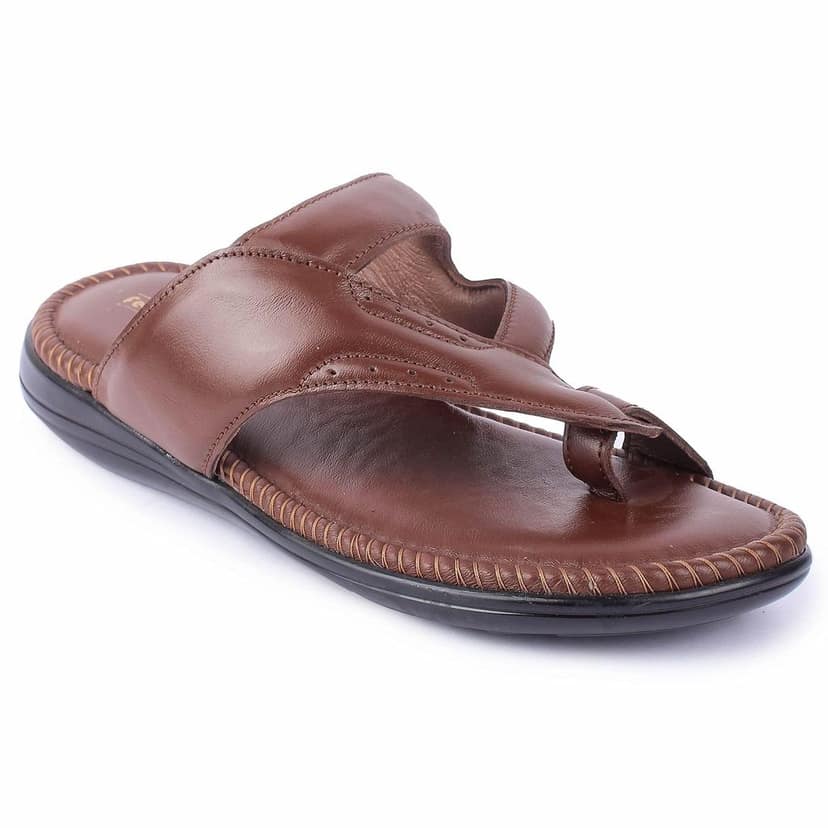 FEATHER LEATHER Men's Genuine Leather Formal Comfortable & Fashionable Flip Flops Slipper | Casual Indoor/Outdoor/Cross Strip Chappal view 8