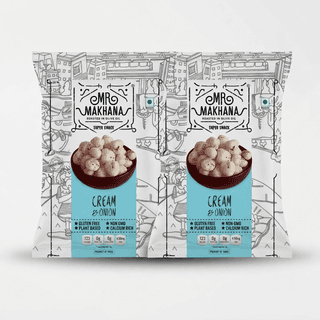 Mr Makhana Cream and Onion Roasted Makhana 21 g Healthy Snack Pack of 2