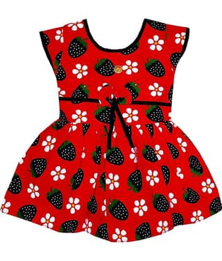 LITTLE PANDA Baby Girls 100% Cotton Frocks ( Red )