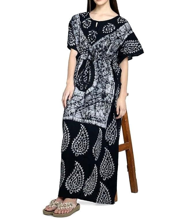 Ukal Cotton Regular Printed Round Neck Floor Length Nighty Night Gown Maxi view 2