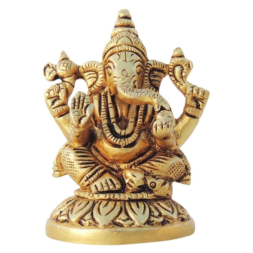 Brass Showpiece Ganesh Ji God Idol Statue (BSMAS1617 G) view 2