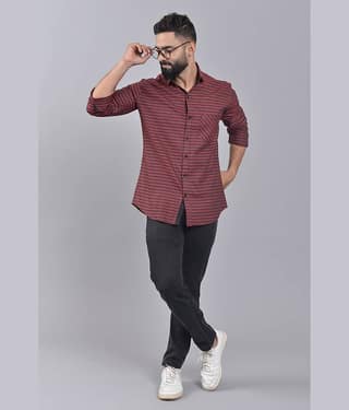 ZAMAISHA - Maroon 100% Cotton Regular Fit Men's Casual Shirt ( Pack of 1 )