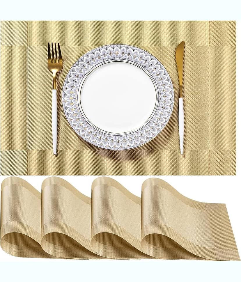 Crasts PVC Solid Rectangle Table Mats ( 45 cm x 30 cm ) Pack of 4 - Multi