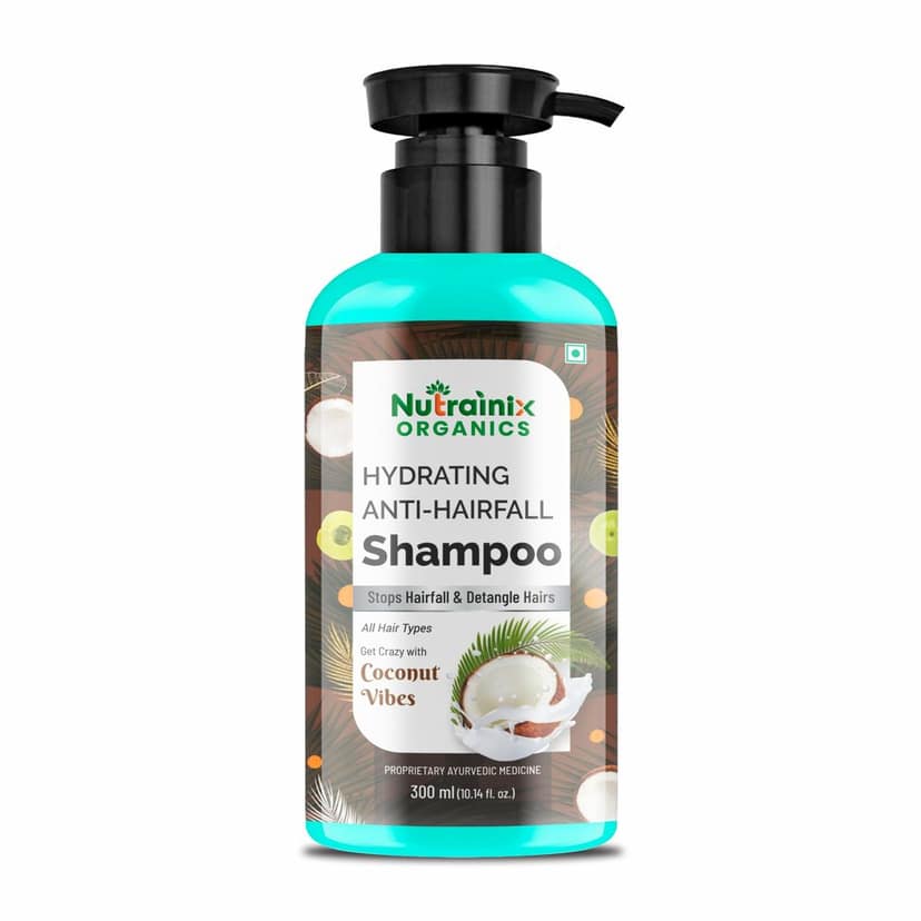 Nutrainix Organics Hydrating Anti-Hairfall Shampoo, Coconut Surge for Hairfall Control & Hydrated, Resilient Hair - 300ml