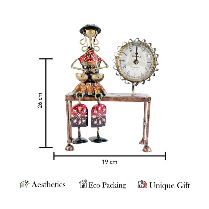 Shree Vishwakarma Handicrafts - Table Clock for Office Desk | Unique Gifts for Office Decoration, Study Table Decor Items | Desk Clock for Birthday Gifts for Husband | Table Clock Time Piece for Home Decor