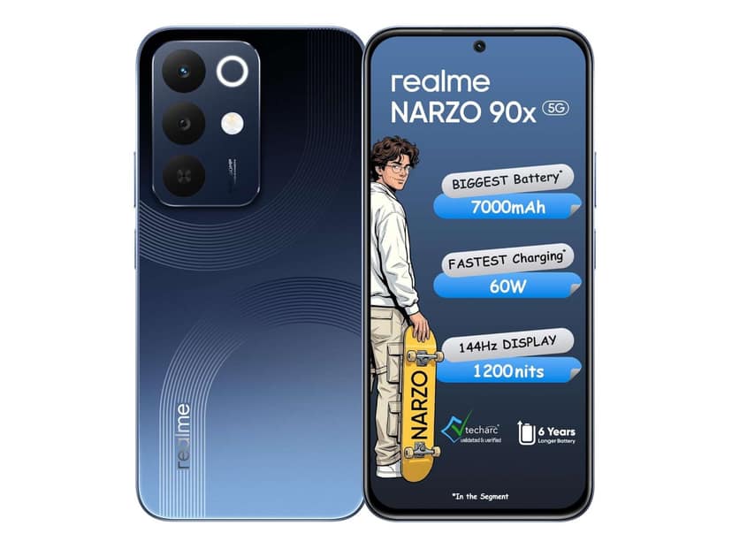 Realme Narzo 90X 5G Smartphone, 4GB RAM, 128GB Storage - Marine Blue