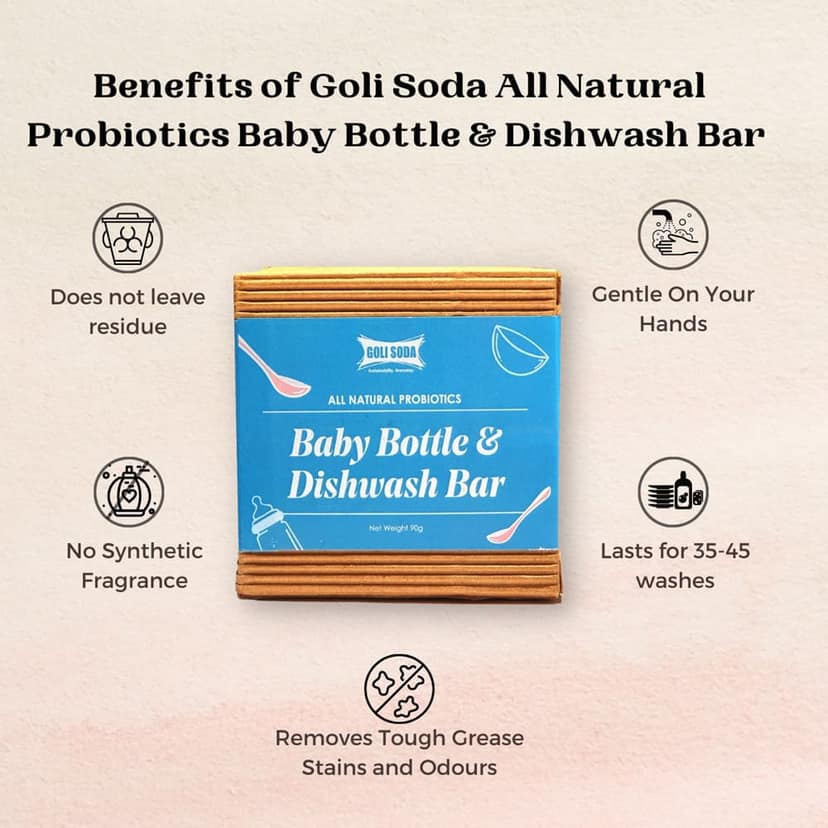 Goli Soda All Natural Probiotics Baby Bottle & Dishwash Bar - 90 Gms (Pack Of 2) view 2