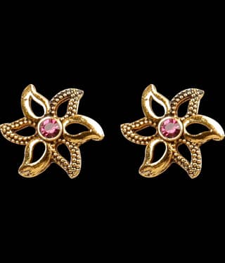 SILVER SHINE Elegant Pink Diamond Flower Stud Earrings