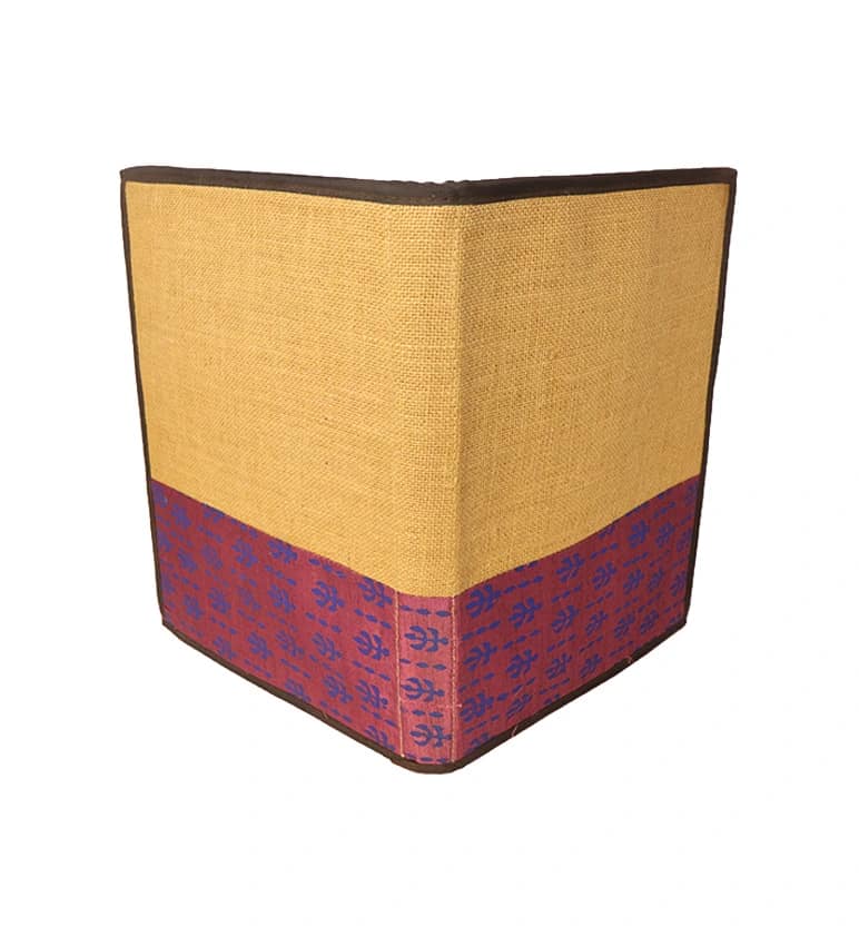 Handcrafted Jute File Folder with Hand Block Printed Fabric Panel view 2