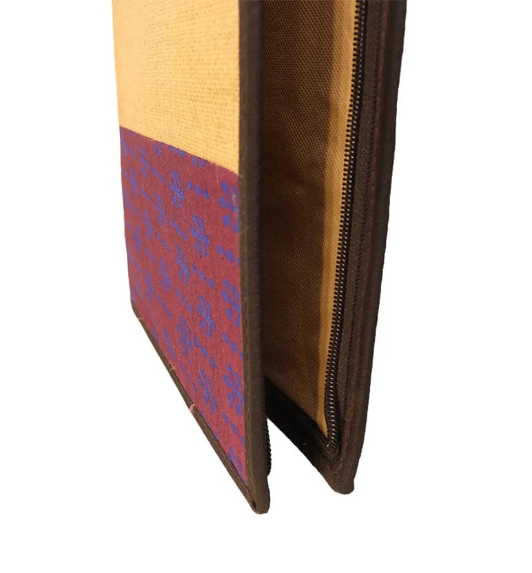 Handcrafted Jute File Folder with Hand Block Printed Fabric Panel view 4