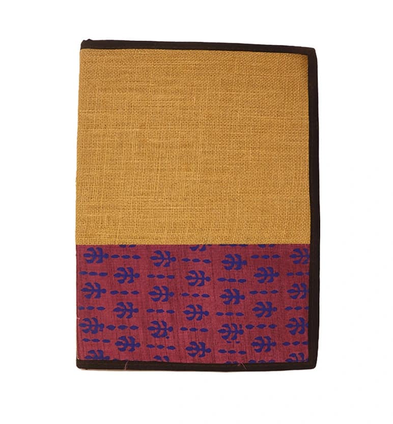 Handcrafted Jute File Folder with Hand Block Printed Fabric Panel view 5