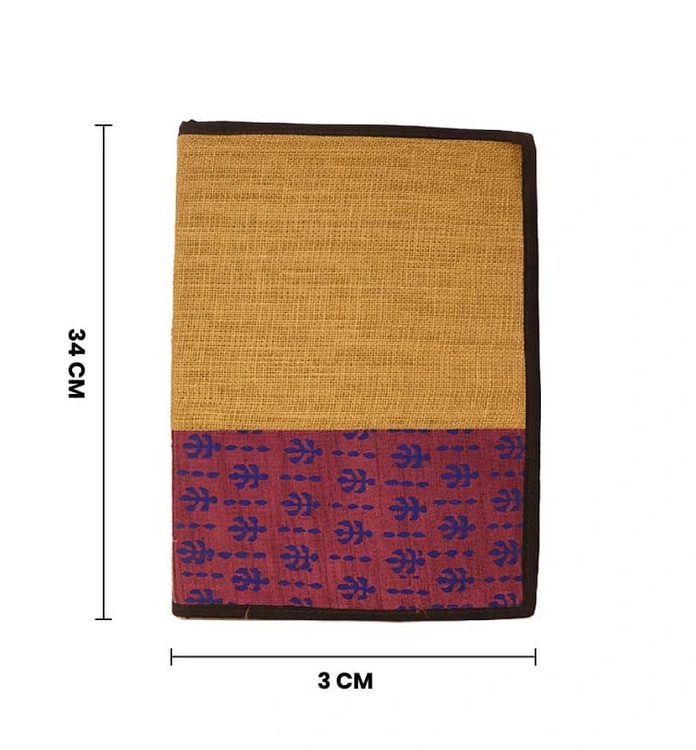 Handcrafted Jute File Folder with Hand Block Printed Fabric Panel view 6