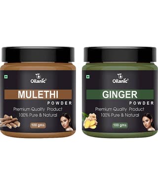 Oilanic 100% Pure Mulethi Powder & Ginger Powder For Skincare Hair Mask 200 g Pack of 2
