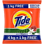 Tide Detergent Washing Powder - Jasmine & Rose, Extra Power, Tide, 5 Kg (4 Kg Pack + 1 Kg Pack Free)