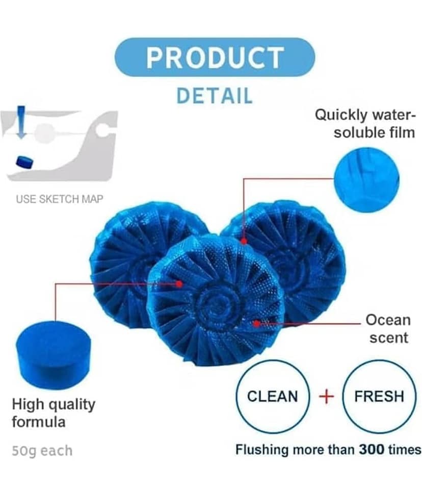 Radhe Creation (Pack 1 - 10pc) Toilet Cleaning Tablet | Toilet Bowl Cleaner Tablet | Toilet Deodorizer | Bathroom Cleaner Tablet | Automatic Toilet Bowl Cleaner Tablets | Stain Remover Bathroom Flush 10PC05:44 PM view 4