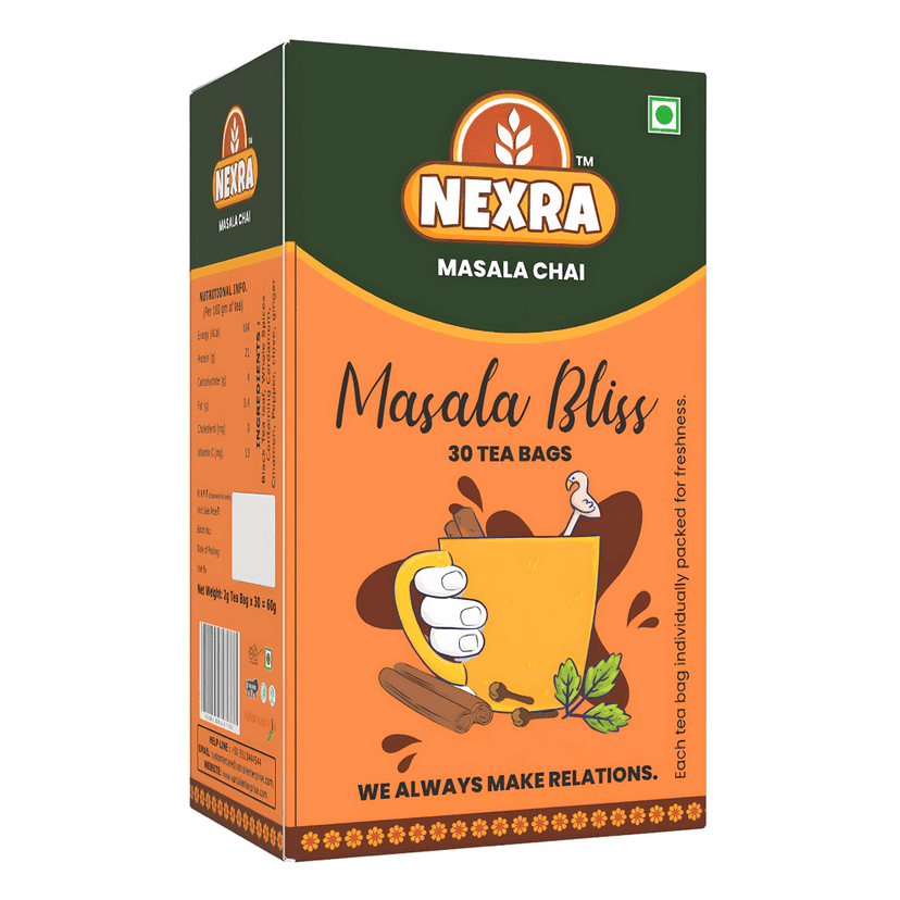 Nexra - Masala Bliss Tea - 30 Exquisite Masala Tea Bags | For Refreshing and Flavorful Experience | Made with 11 Different Hand Ground Spices view 2