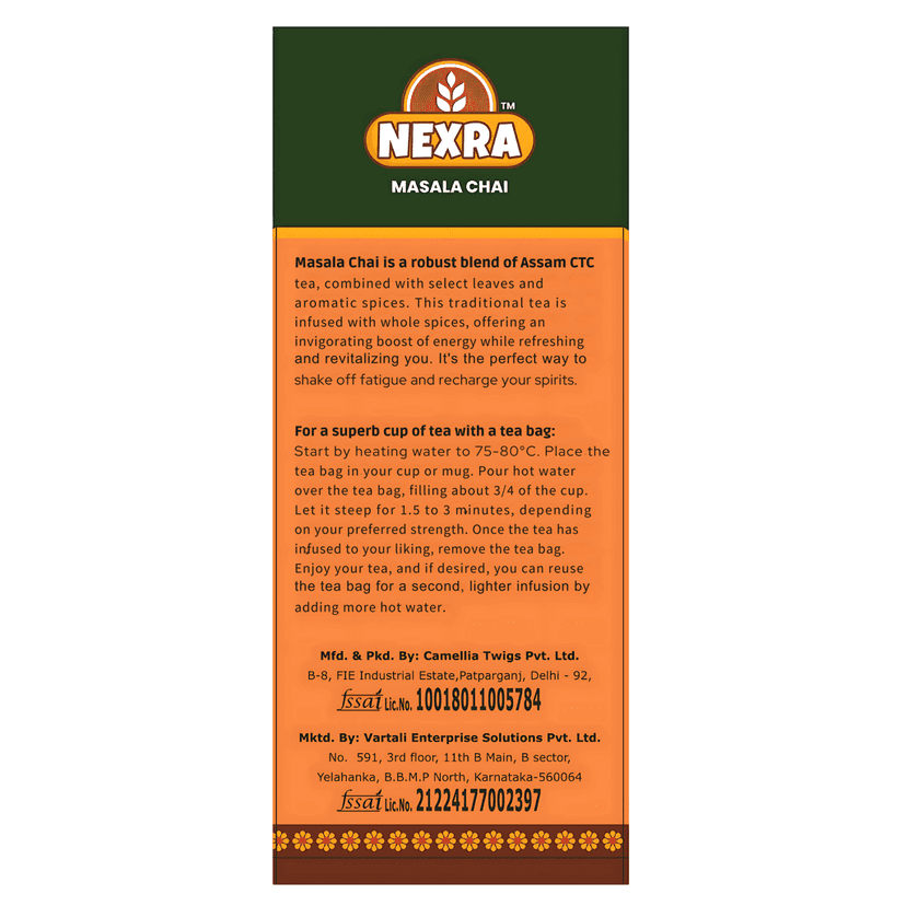 Nexra - Masala Bliss Tea - 30 Exquisite Masala Tea Bags | For Refreshing and Flavorful Experience | Made with 11 Different Hand Ground Spices view 3